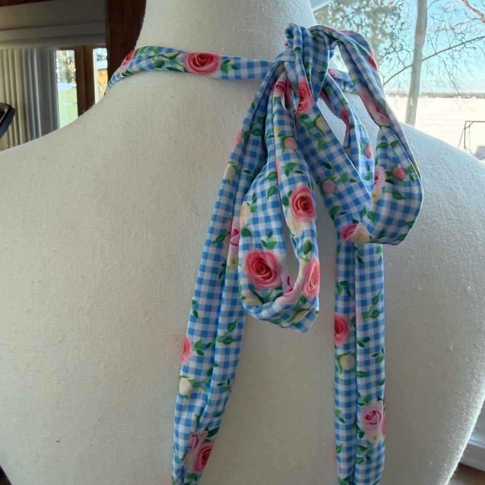 NWT Belsira Floral Gingham Pin-Up Halter One Piece Bathing Suit - Picture 2 of 4